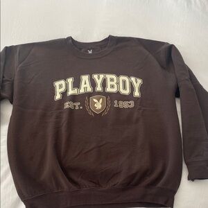 PLAYBOY Chocolate Brown Crewneck Sweatshirt